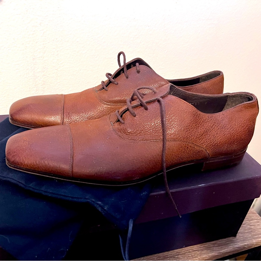 Authentic PRADA Mens Shoes Size 9US in calf skin leather.
